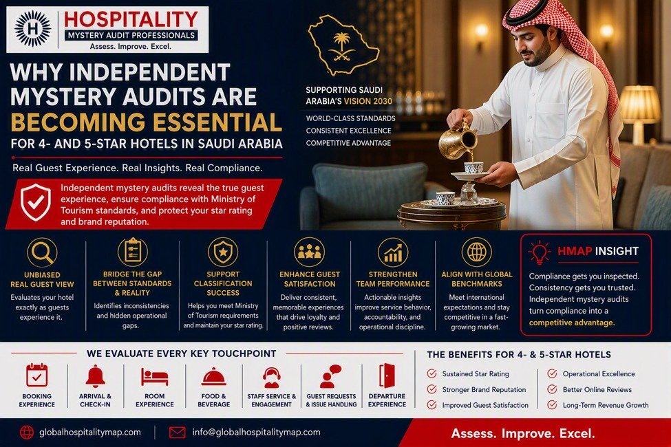 Why Independent Mystery Audits Are Becoming Essential for 4- and 5-Star Hotels in Saudi Arabia