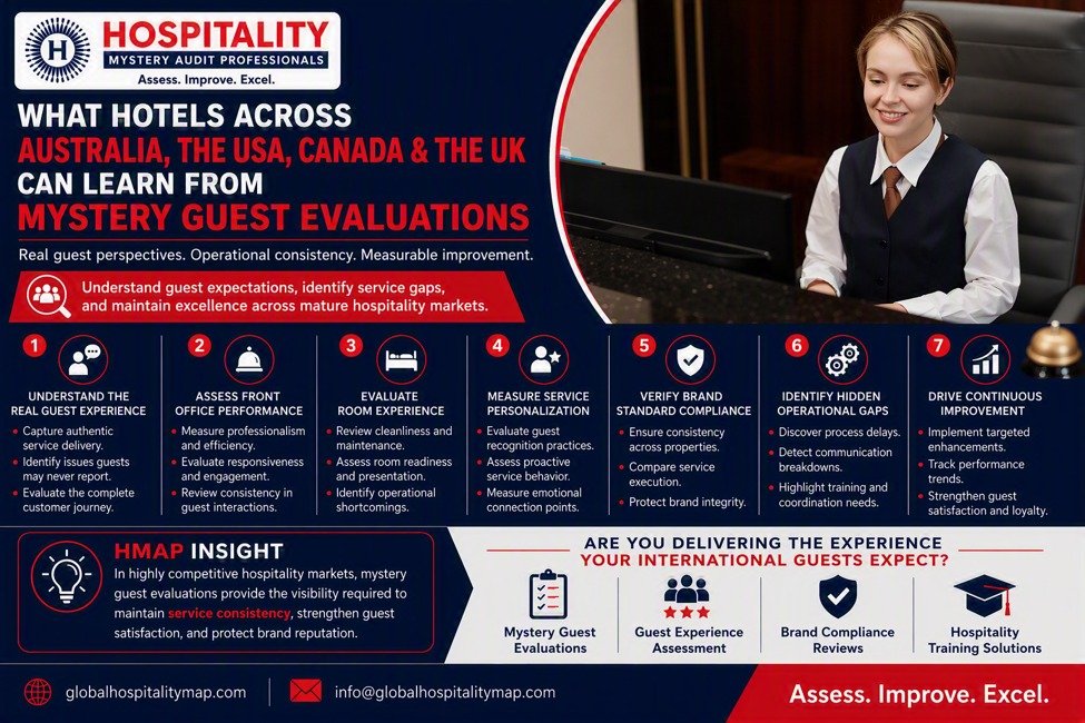 What Hotels Across Australia, the USA, Canada, and the UK Can Learn from Mystery Guest Evaluations